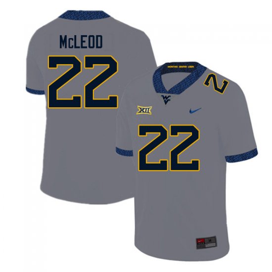 Men's West Virginia Mountaineers NCAA #22 Saint McLeod Gray Authentic Nike Stitched College Football Jersey DY15G74LI